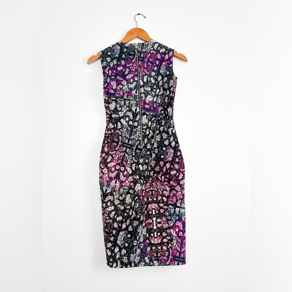 Hunter Bell Scuba Purple Black Abstract Body con Dress size XS - Picture 3 of 6